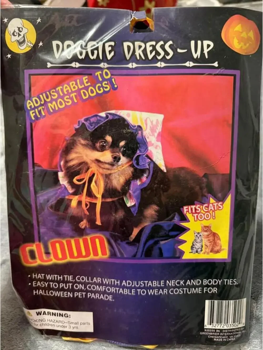 Adjustable Clown Doggie Dress-Up Halloween Costume OS